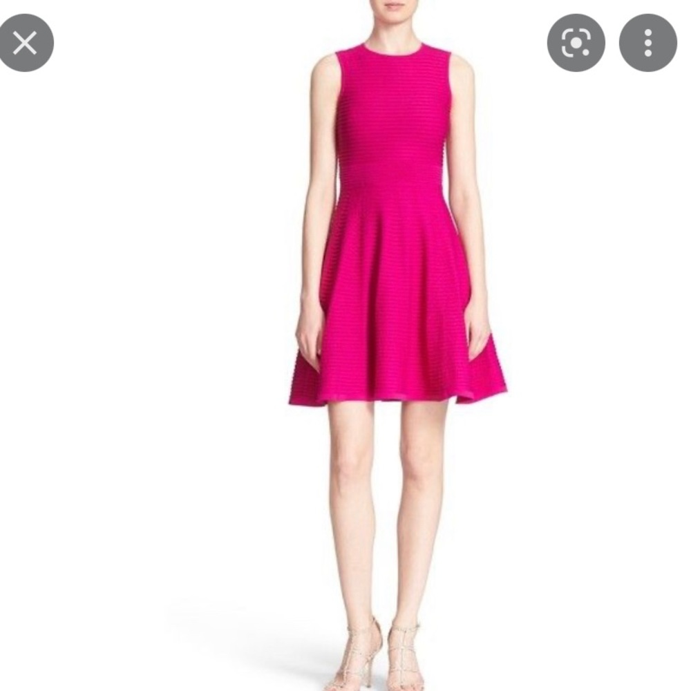 Ted Baker bright pink fit and flare lined knit dress